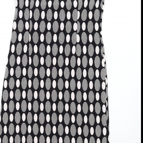 Precis Womens Black Geometric Polyester Sheath Size 12 Boat Neck Pullover - Knot Front Detail