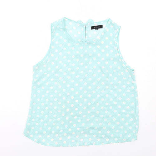 New Look Womens Green Polka Dot Polyester Basic Tank Size 12 Round Neck