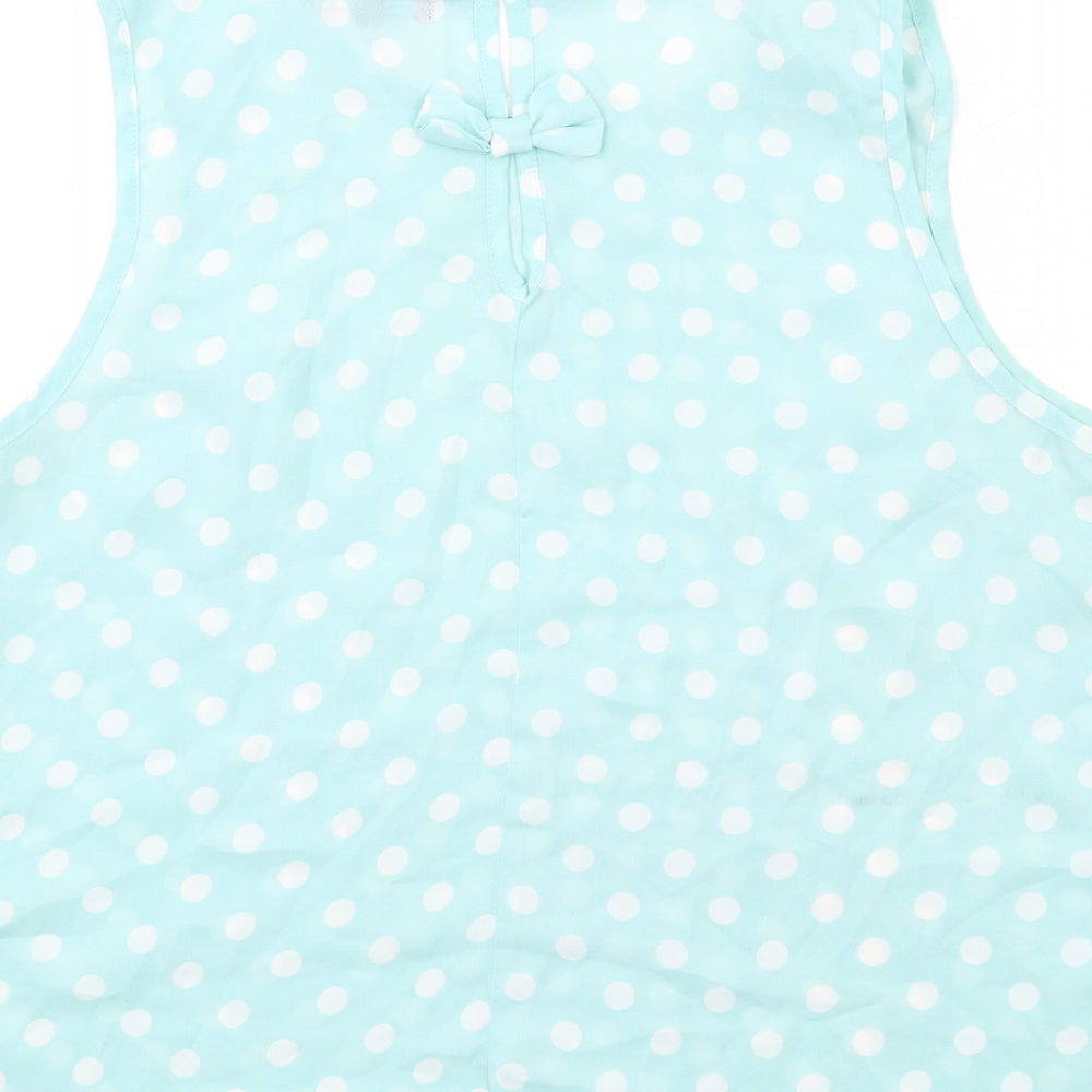 New Look Womens Green Polka Dot Polyester Basic Tank Size 12 Round Neck