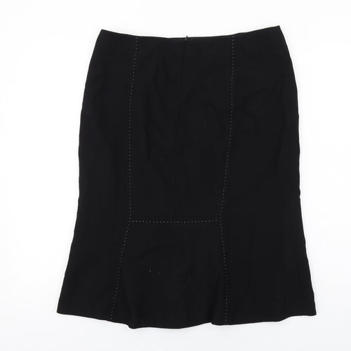 Hobbs Womens Black Wool A-Line Skirt Size 12 Zip