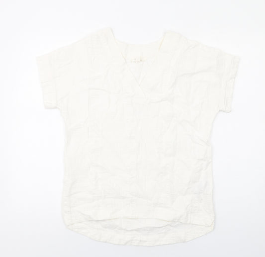 Per Una Womens Ivory Cotton Basic T-Shirt Size 8 V-Neck