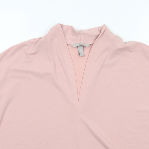 H&M Womens Pink Polyester Basic Blouse Size L V-Neck