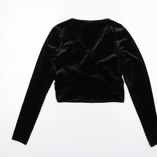 H&M Womens Black Polyester Basic Blouse Size M V-Neck