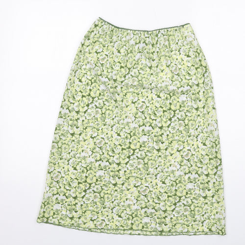 AMARANTO Womens Green Floral Polyester A-Line Skirt Size 12