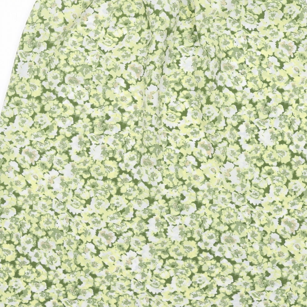 AMARANTO Womens Green Floral Polyester A-Line Skirt Size 12
