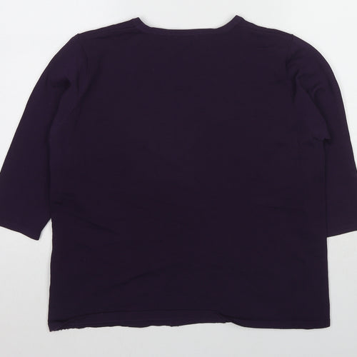 Bonmarché Womens Purple Striped Viscose Basic Blouse Size L Round Neck