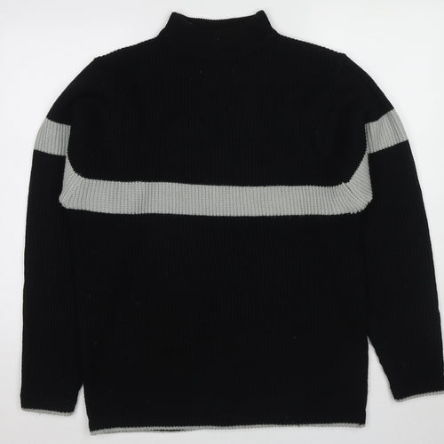 Raw&Advanced&Technical Mens Black Mock Neck Acrylic Pullover Jumper Size S Long Sleeve