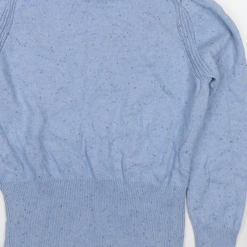 Per Una Womens Blue Round Neck Cotton Pullover Jumper Size 16