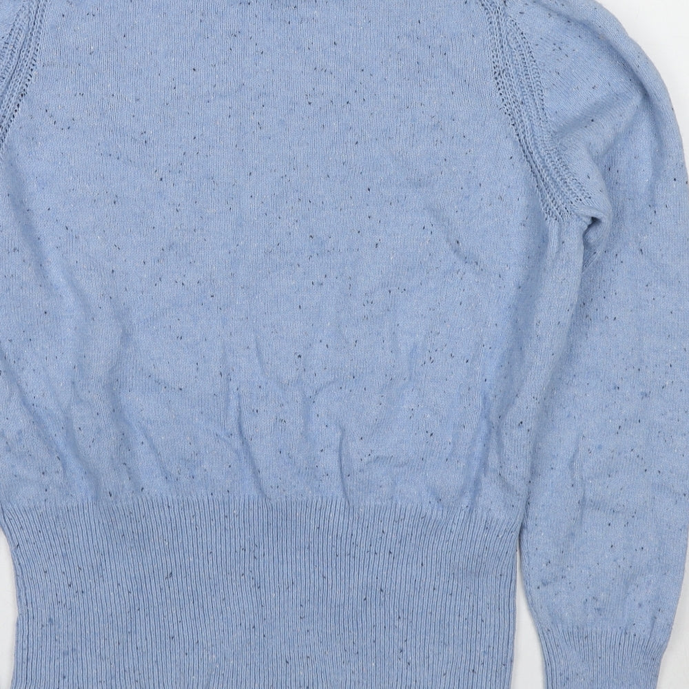 Per Una Womens Blue Round Neck Cotton Pullover Jumper Size 16