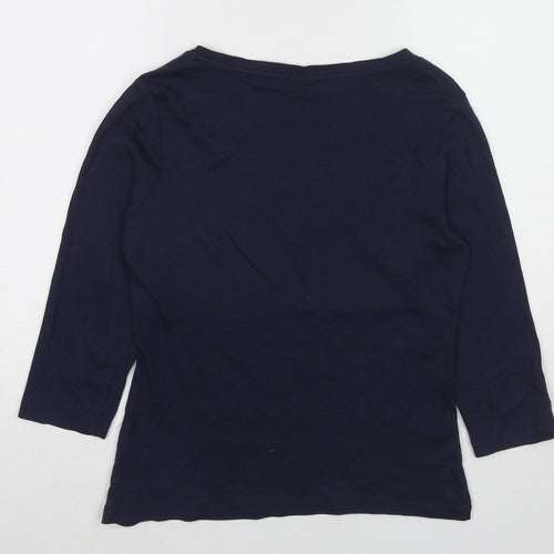 Spirit Womens Blue Cotton Basic T-Shirt Size 12 Scoop Neck