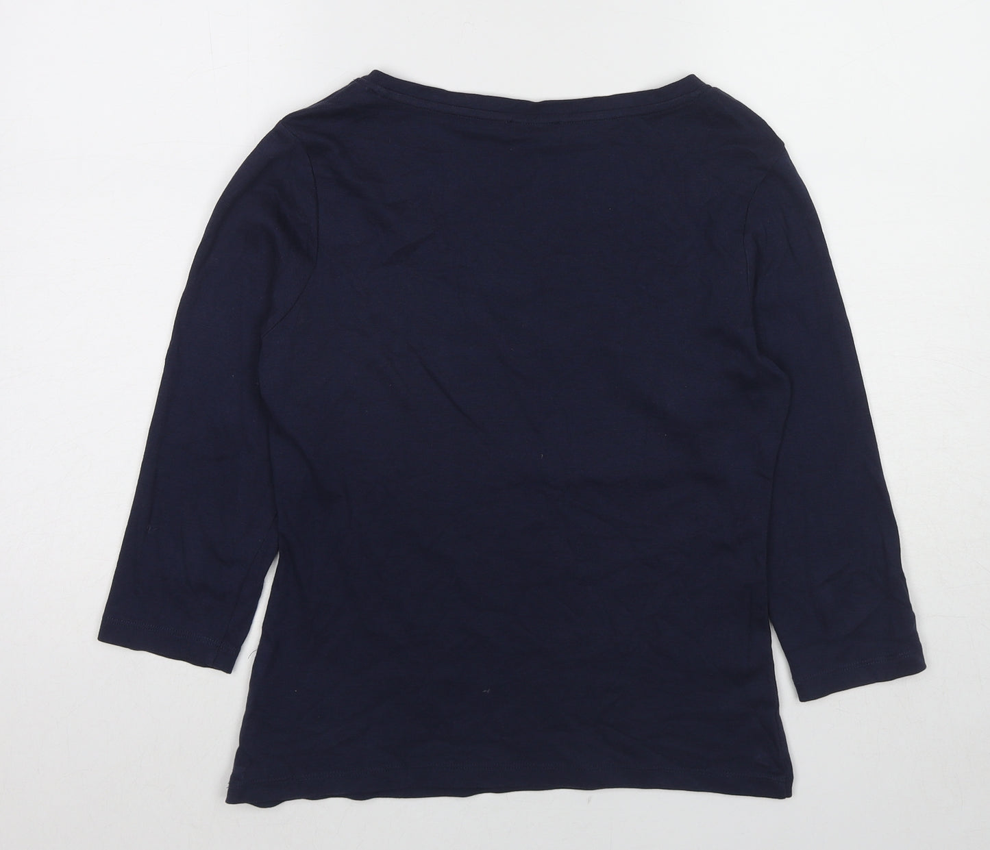 Spirit Womens Blue Cotton Basic T-Shirt Size 12 Scoop Neck