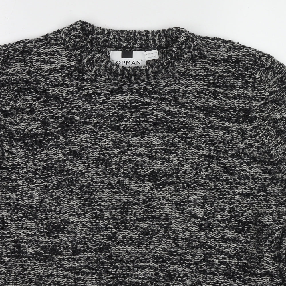 Topshop Mens Black Crew Neck Acrylic Pullover Jumper Size S Long Sleeve