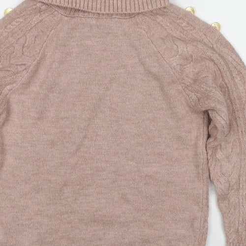 Lipsy Womens Beige Roll Neck Acrylic Pullover Jumper Size 8