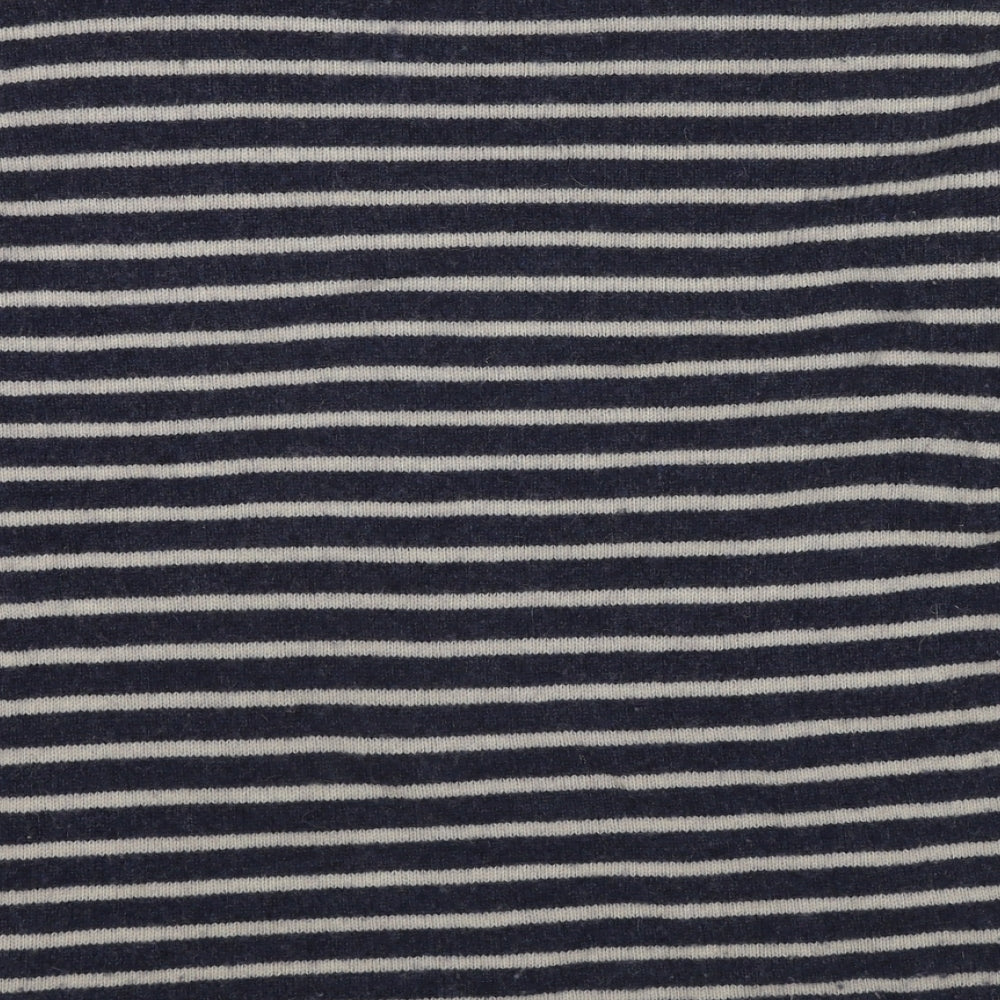 Paul Costelloe Womens Blue Round Neck Striped Wool Pullover Jumper Size 14