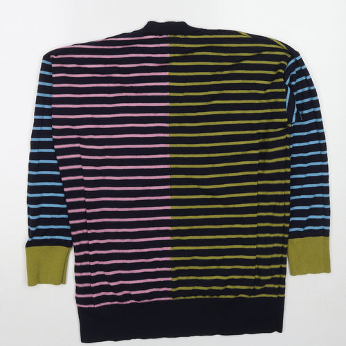 Marks and Spencer Womens Multicoloured V-Neck Striped Wool Pullover Jumper Size M
