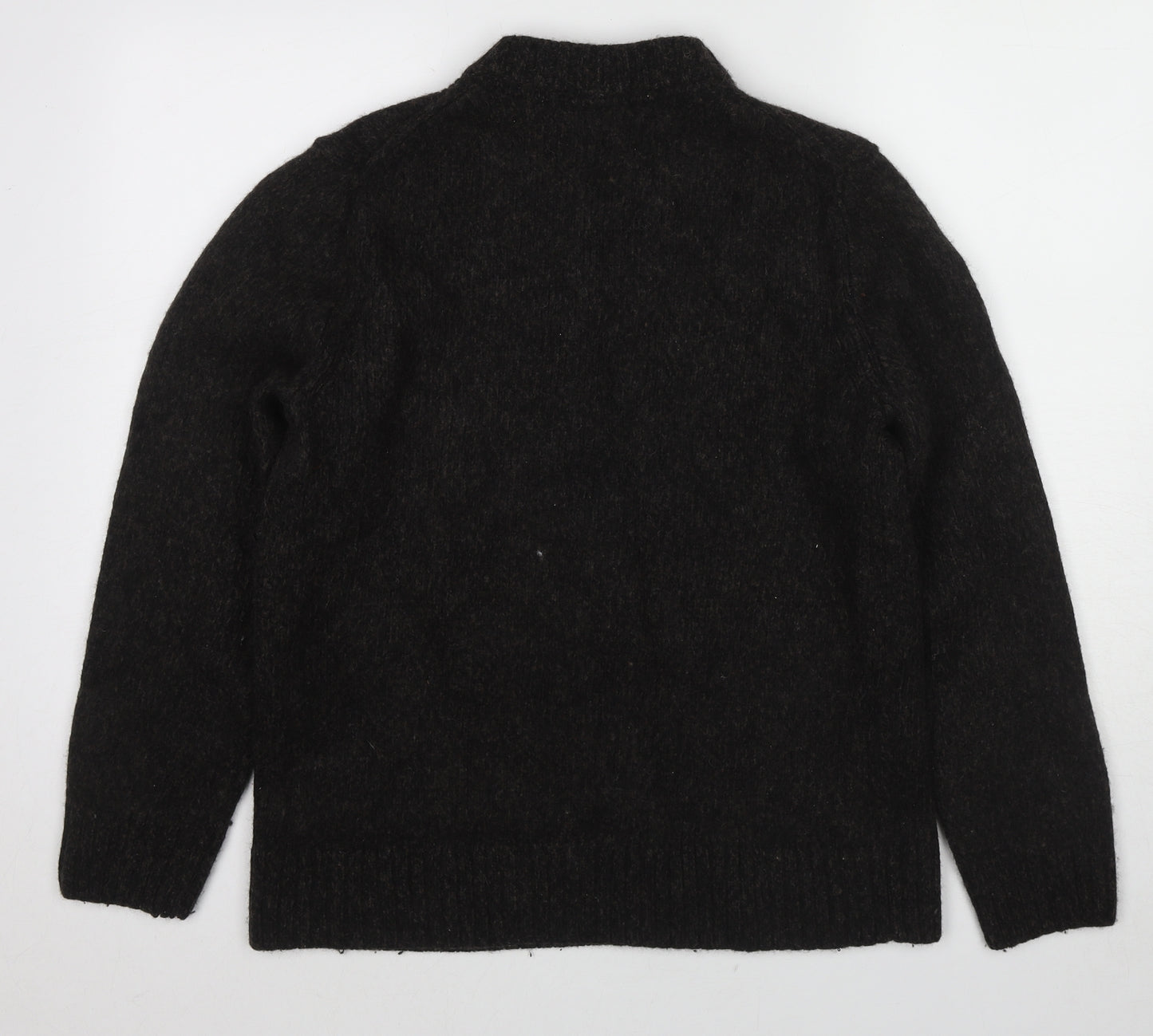 Eddie Bauer Mens Brown Mock Neck Wool Pullover Jumper Size L Long Sleeve