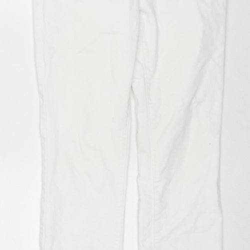 TU Womens White Cotton Straight Jeans Size 10 L28 in Regular Zip