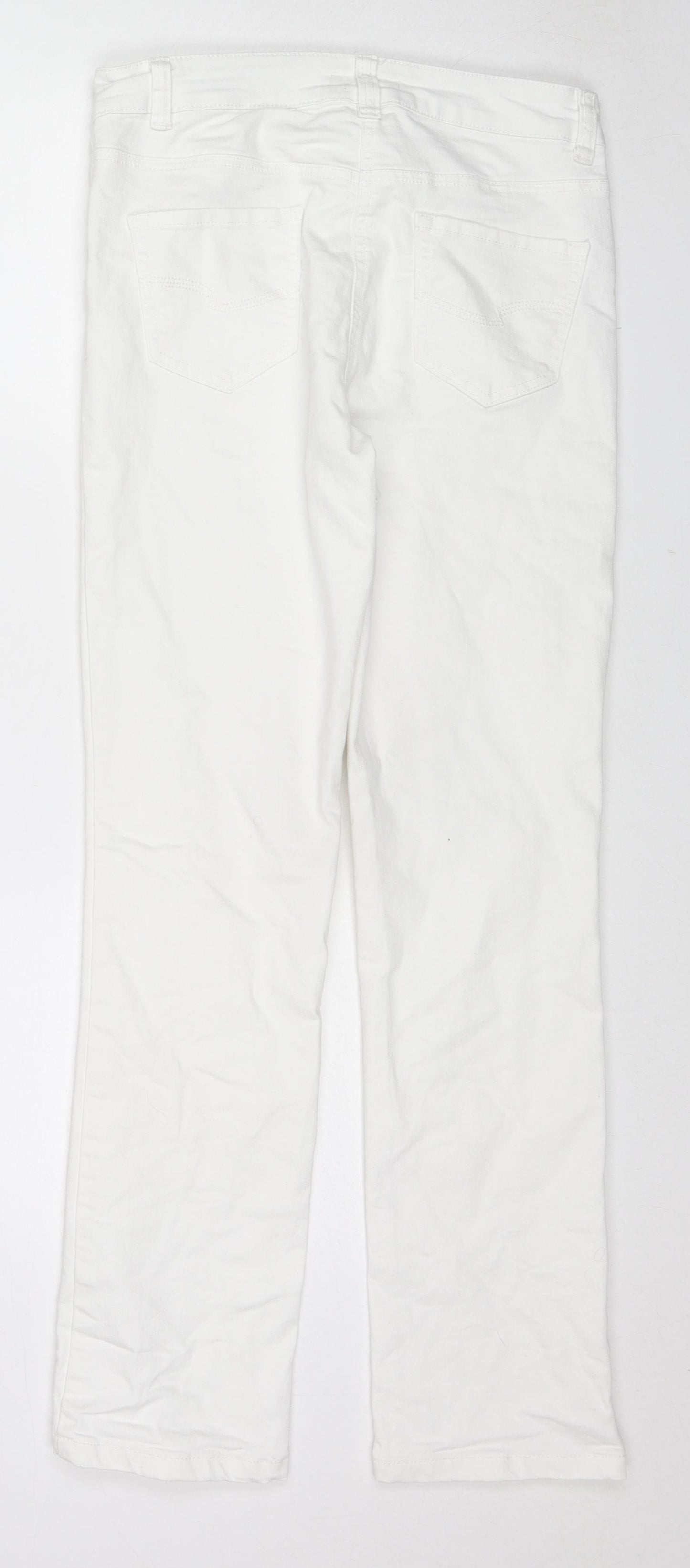 TU Womens White Cotton Straight Jeans Size 10 L28 in Regular Zip