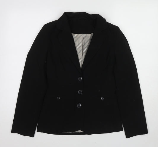 New Look Womens Black Polyester Jacket Blazer Size 10