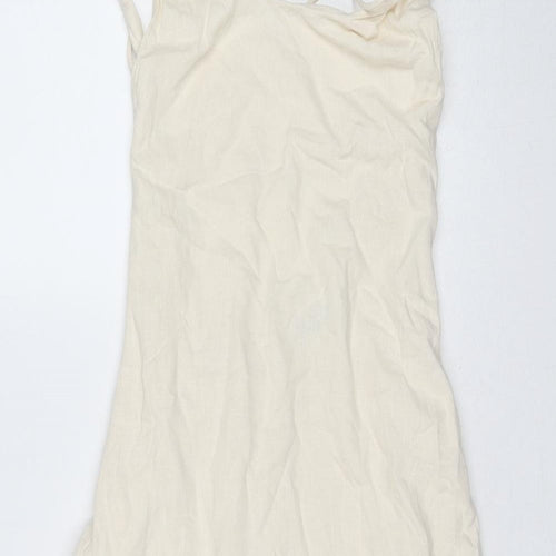 Zara Womens Beige Linen Maxi Size XS Round Neck Zip