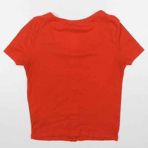 New Look Womens Red Polyester Basic T-Shirt Size 8 Scoop Neck