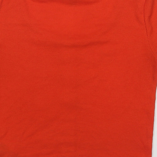 New Look Womens Red Polyester Basic T-Shirt Size 8 Scoop Neck