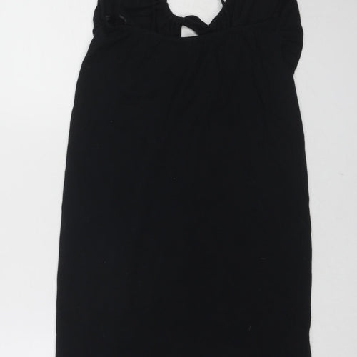 Motel Womens Black Polyester Slip Dress Size M Round Neck Tie