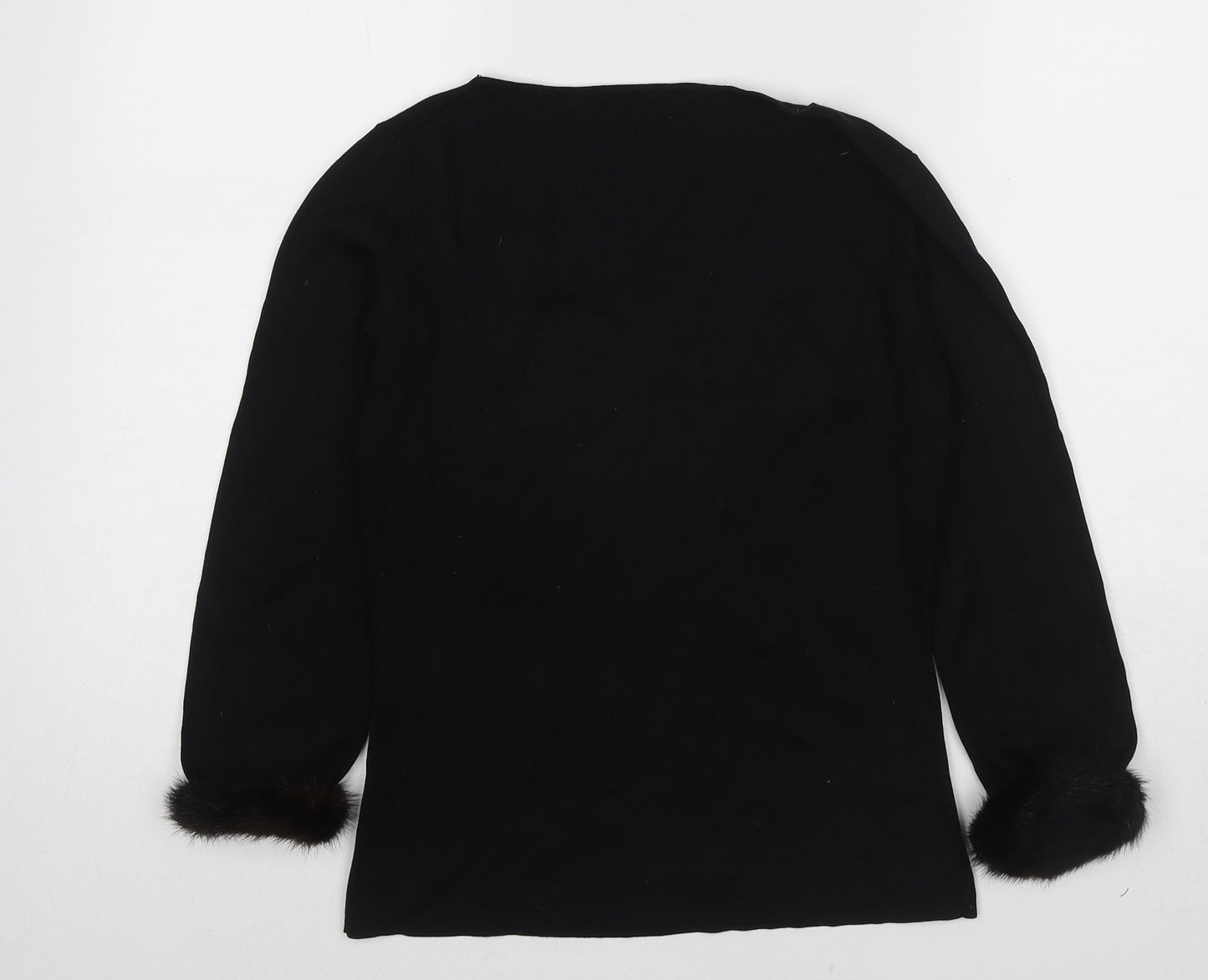 Harold's Womens Black V-Neck Silk Pullover Jumper Size S