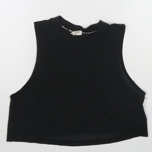 H&M Womens Black Polyester Cropped Tank Size S Crew Neck