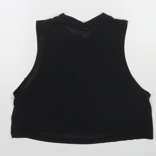 H&M Womens Black Polyester Cropped Tank Size S Crew Neck