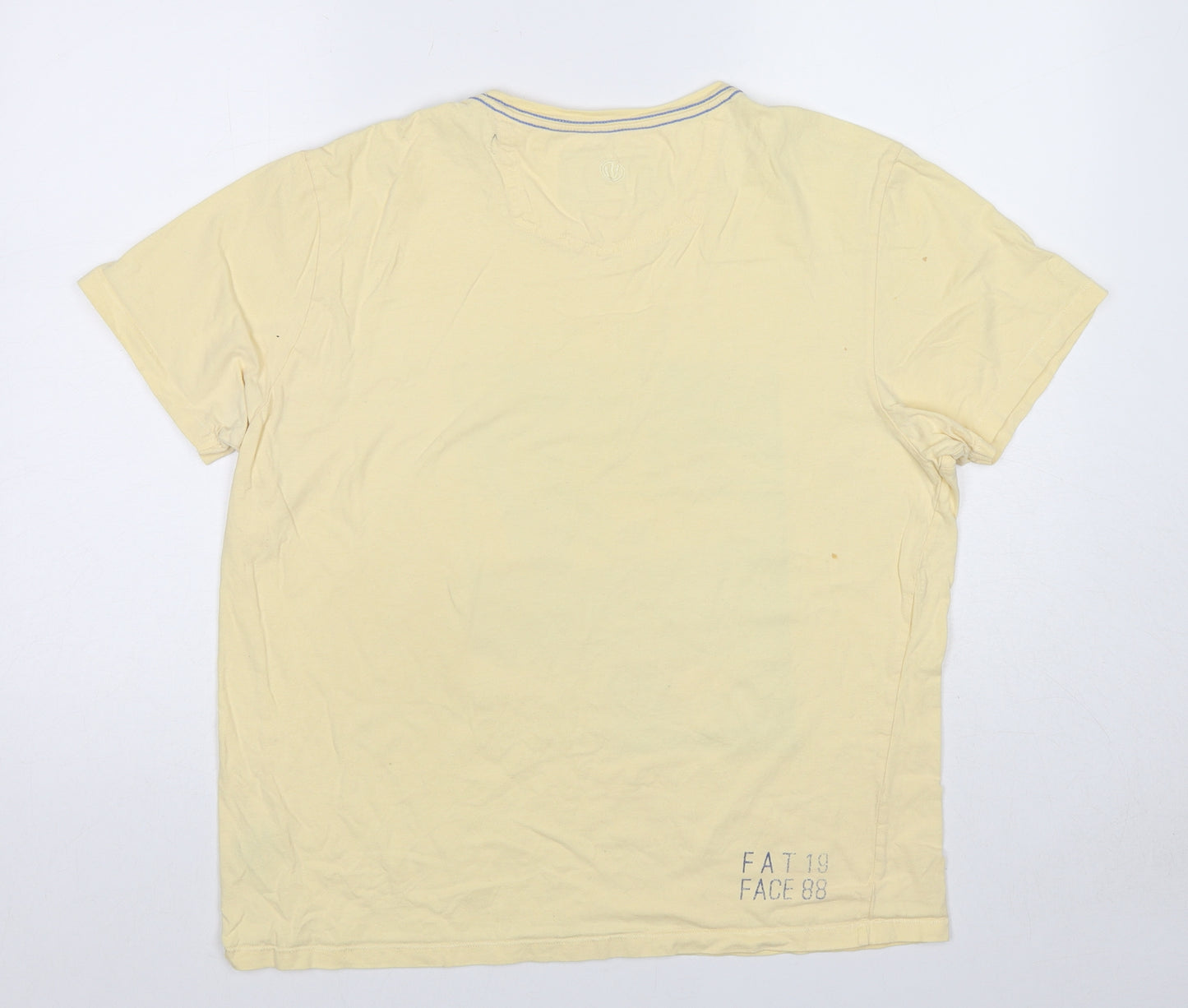 Fat Face Mens Yellow Cotton T-Shirt Size M Crew Neck