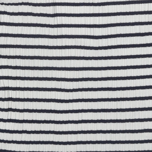 H&M Womens Blue Striped Viscose Cropped Button-Up Size XS Collared