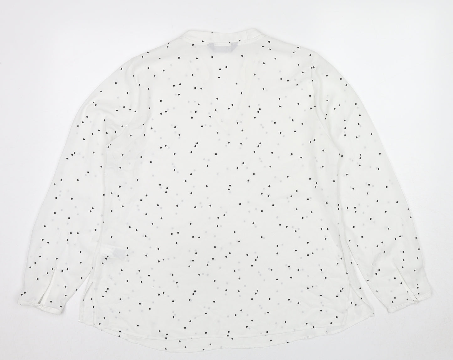 Marks and Spencer Womens White Polka Dot Polyester Basic Blouse Size 12 V-Neck