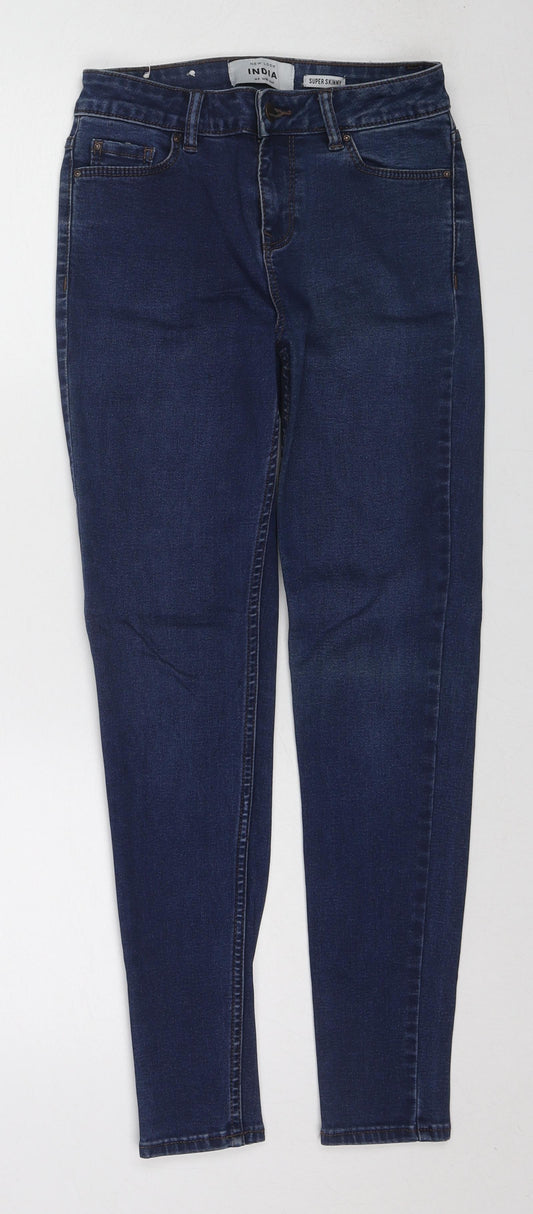 New Look Womens Blue Cotton Skinny Jeans Size 10 L27 in Slim Zip