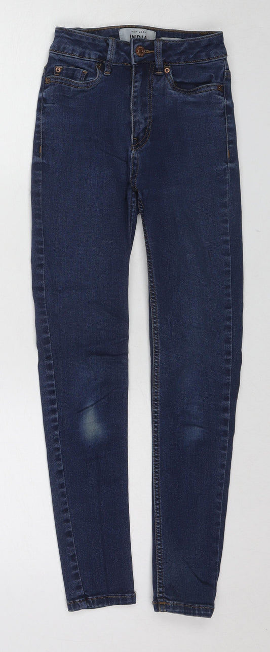 New Look Womens Blue Cotton Skinny Jeans Size 8 L24 in Slim Zip