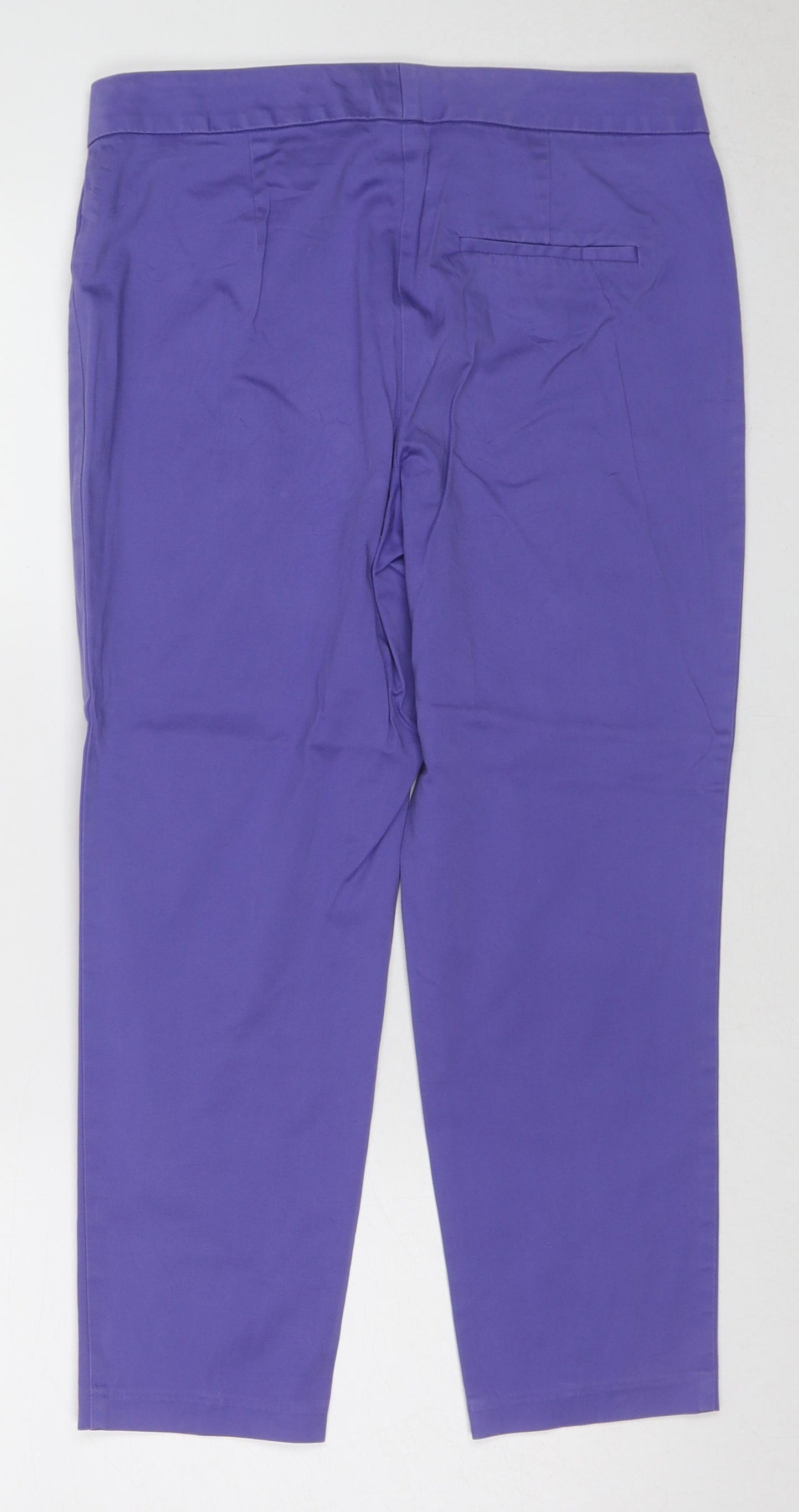 Marks and Spencer Womens Purple Cotton Cropped Trousers Size 10 L22 in Regular Zip