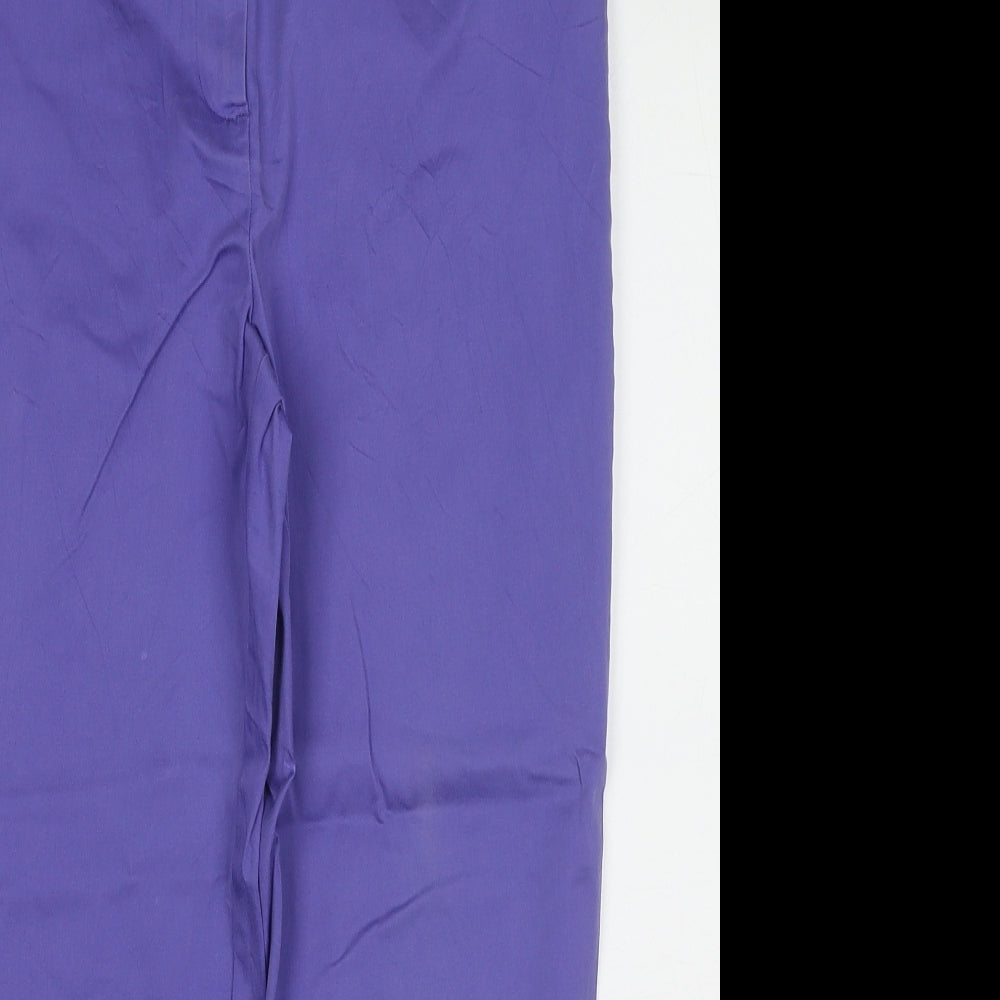 Marks and Spencer Womens Purple Cotton Cropped Trousers Size 10 L22 in Regular Zip