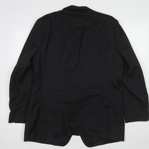 St Michael Mens Black Striped Wool Jacket Suit Jacket Size 44 Regular