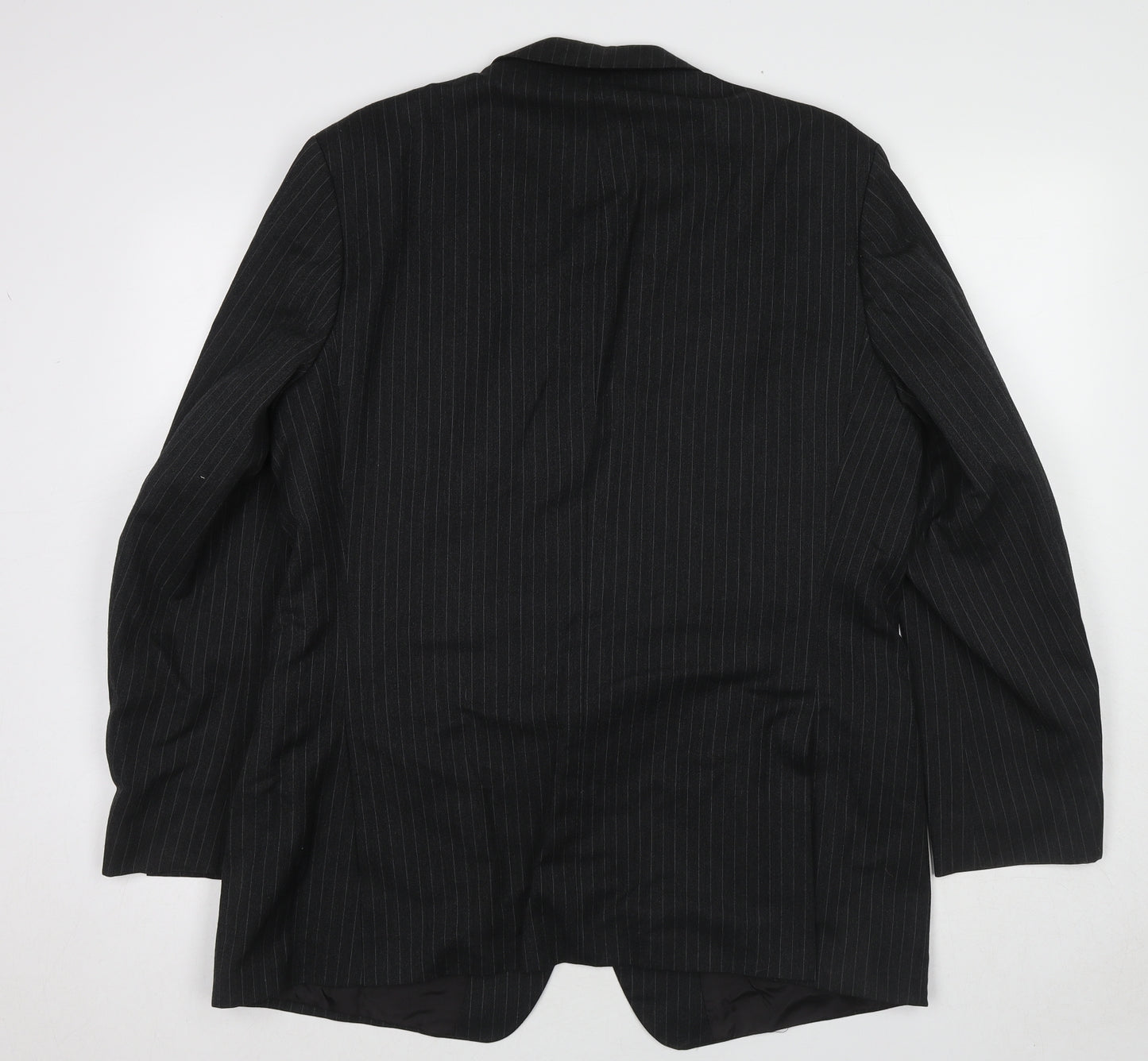 St Michael Mens Black Striped Wool Jacket Suit Jacket Size 44 Regular