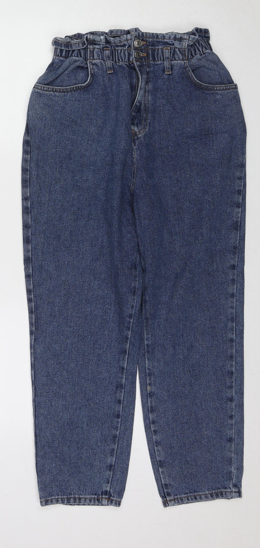 New Look Womens Blue Cotton Straight Jeans Size 12 L24 in Regular Zip