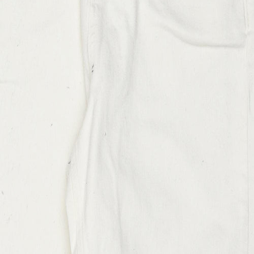 Marks and Spencer Womens White Cotton Tapered Jeans Size 14 L26 in Regular Zip