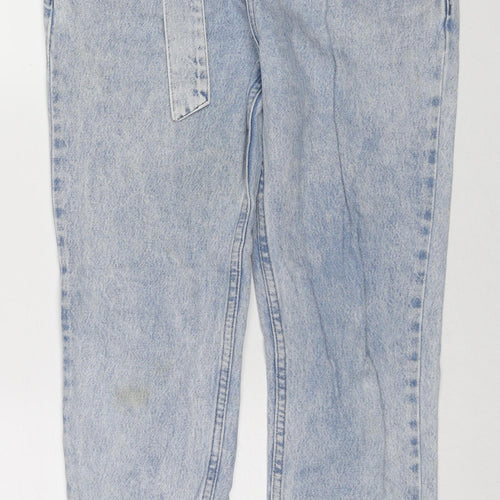 Bershka Womens Blue Cotton Mom Jeans Size 8 L26 in Regular Zip