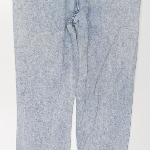 Bershka Womens Blue Cotton Mom Jeans Size 8 L26 in Regular Zip