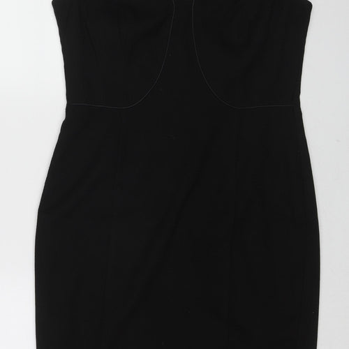 NEXT Womens Black Polyester Shift Size 10 V-Neck Zip