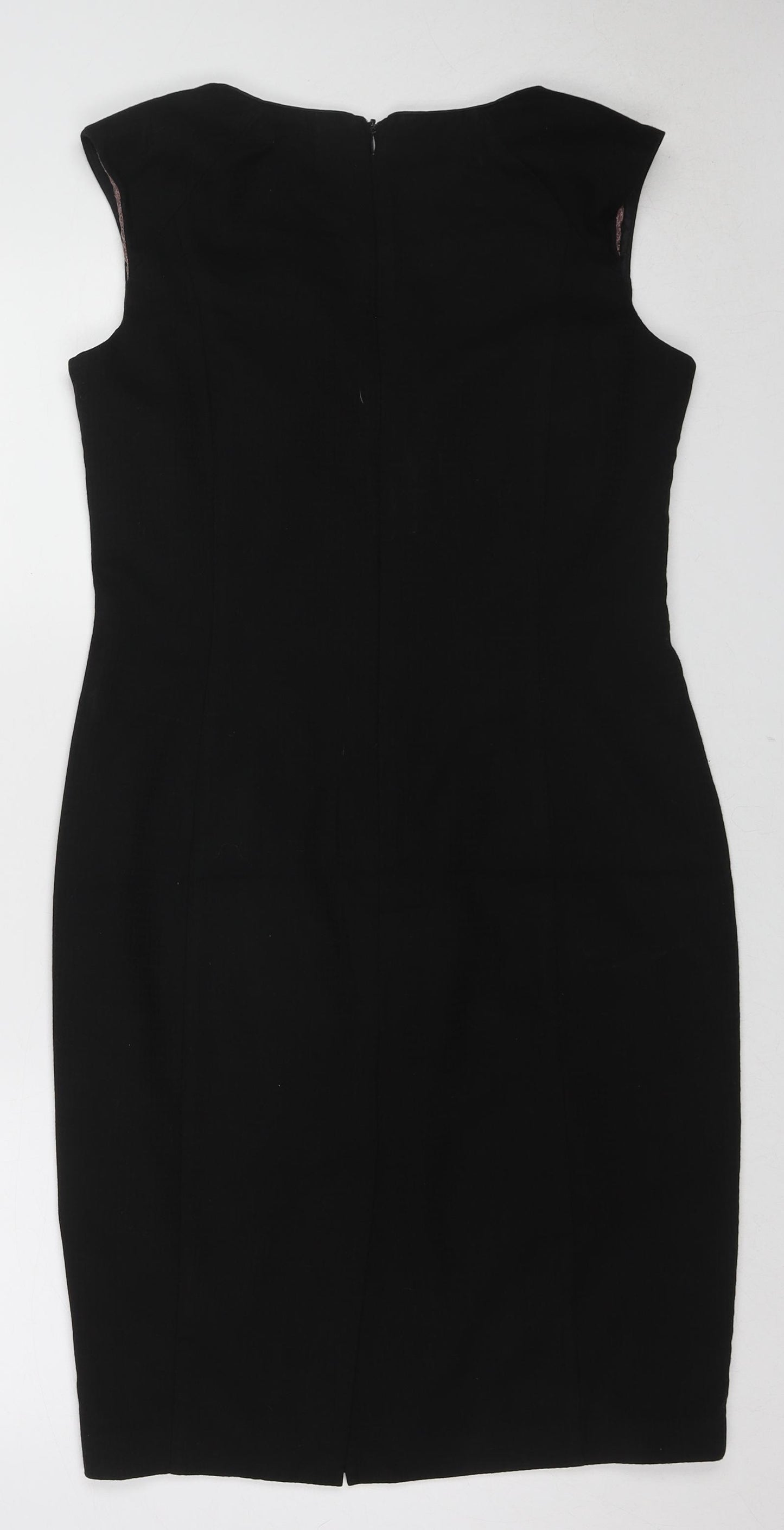 NEXT Womens Black Polyester Shift Size 10 V-Neck Zip