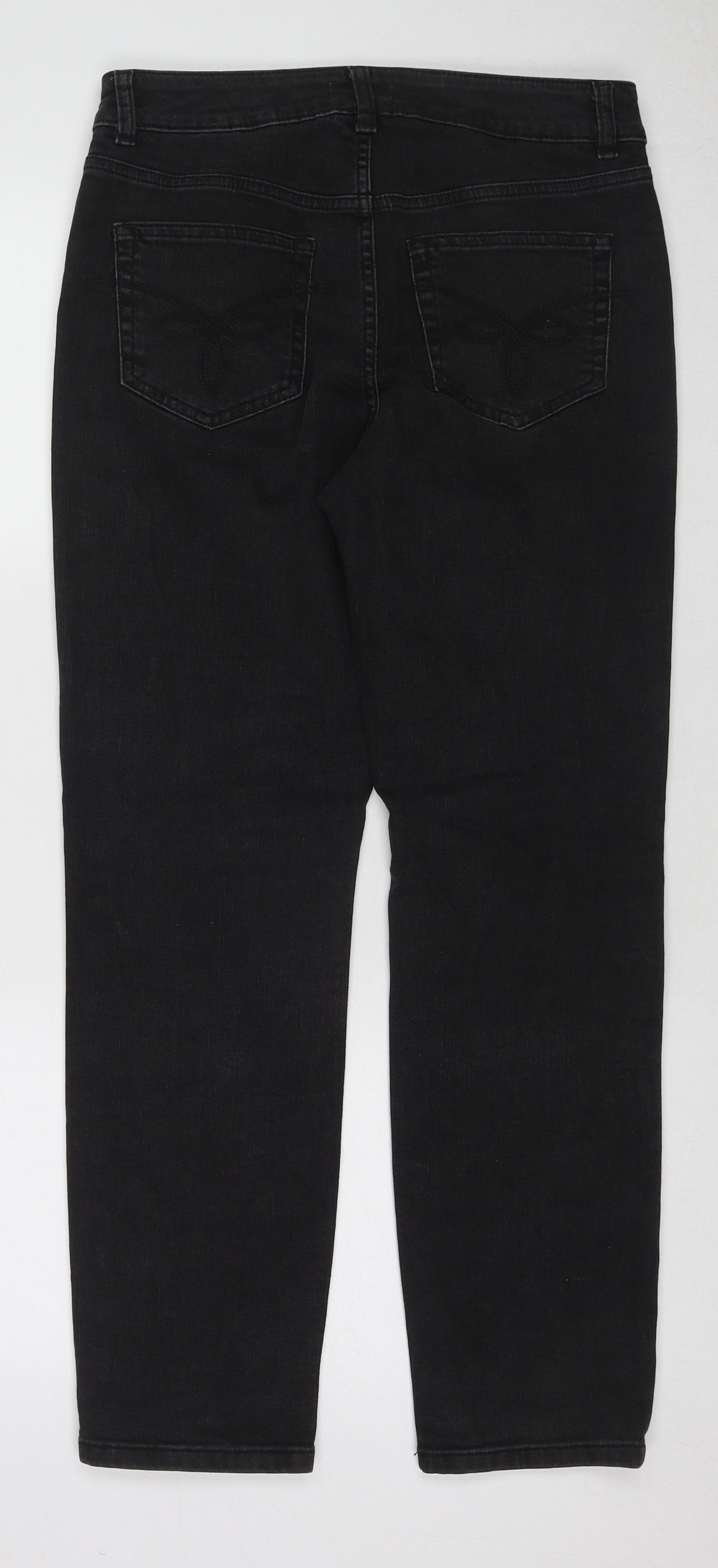 Ted Baker Womens Black Cotton Straight Jeans Size 26 in L28 in Regular Zip