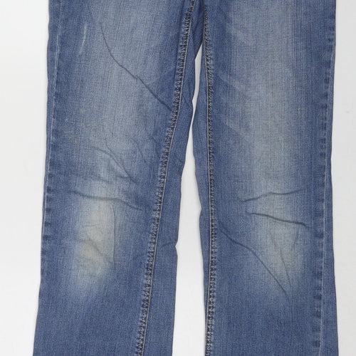 TU Womens Blue Cotton Bootcut Jeans Size 12 L32 in Regular Zip