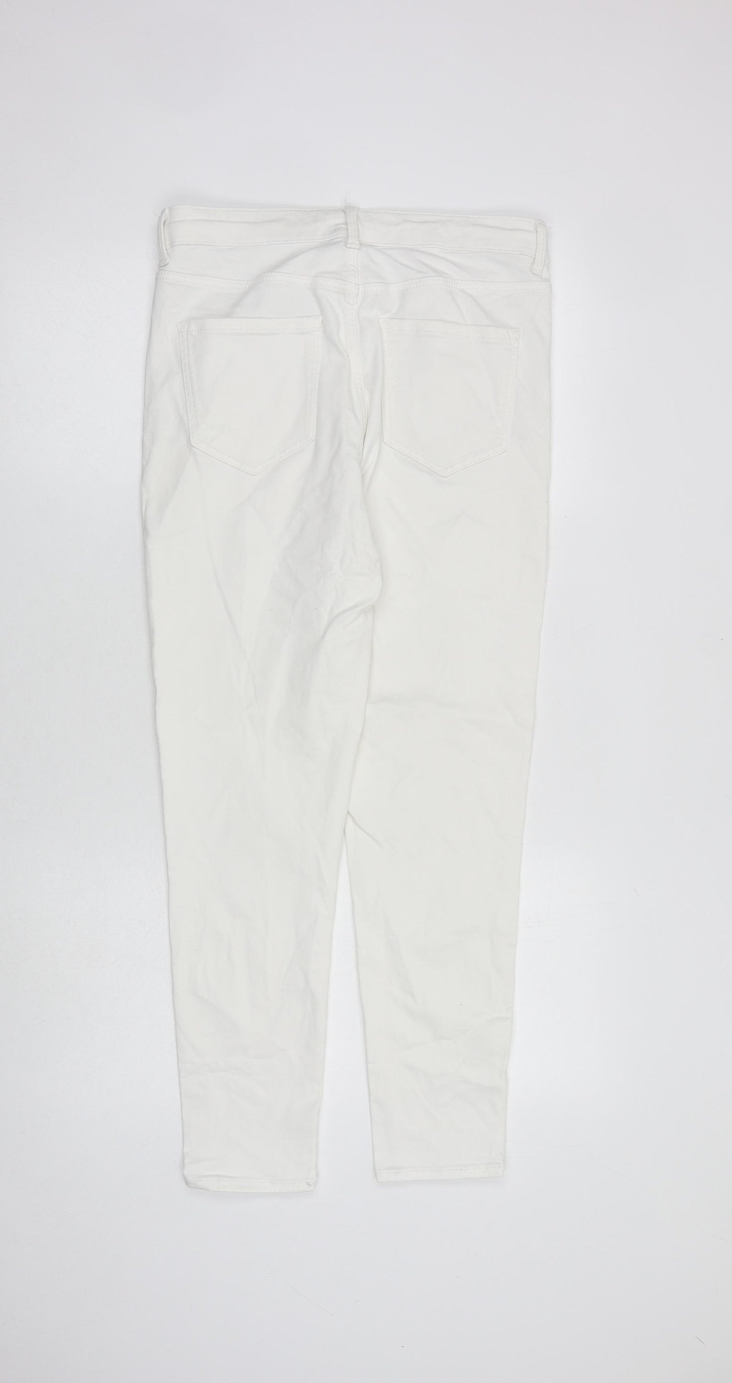 Marks and Spencer Womens White Cotton Skinny Jeans Size 12 L27 in Slim Zip