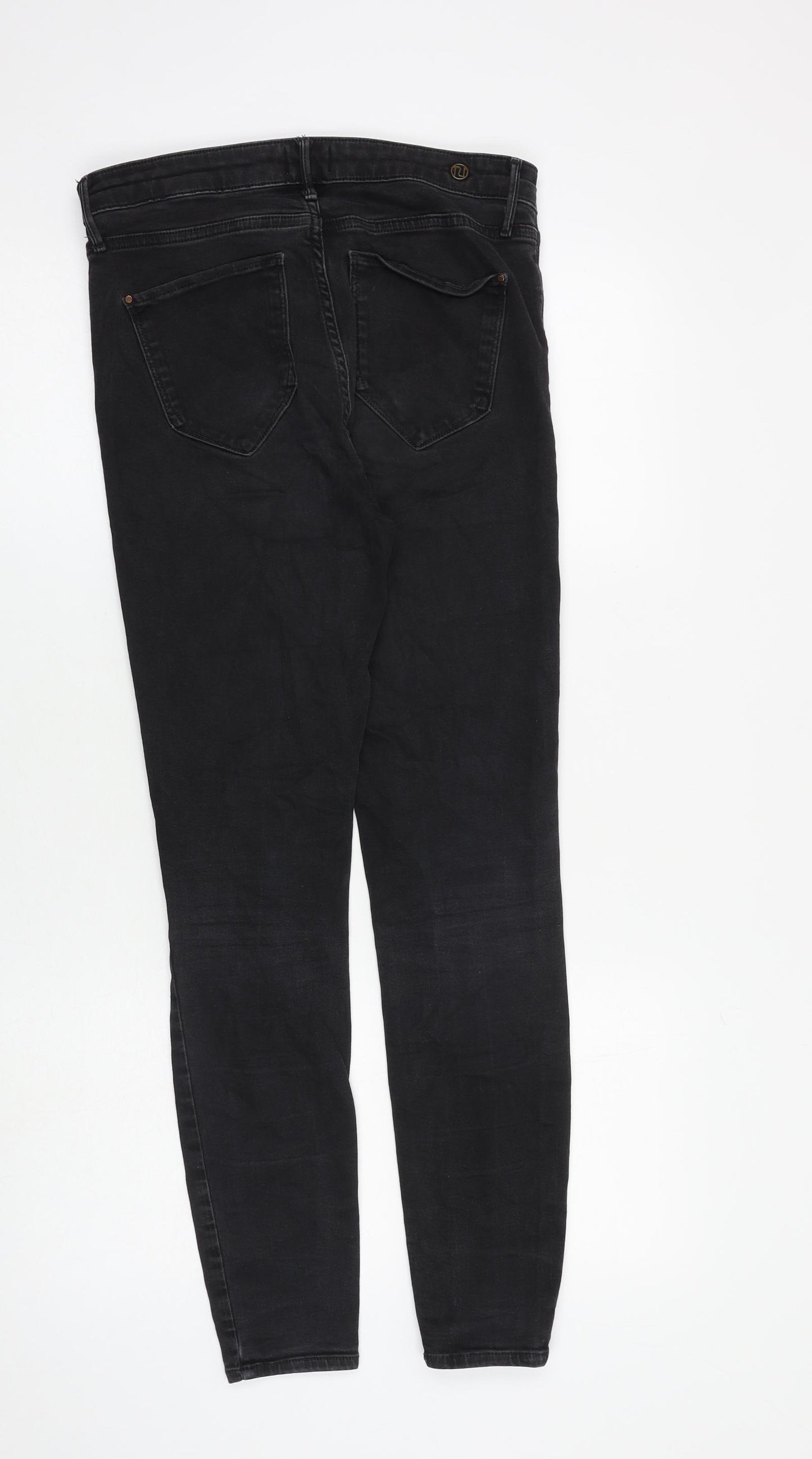 River Island Womens Black Cotton Skinny Jeans Size 12 L28 in Regular Zip