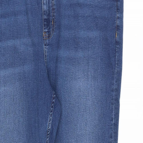 Marks and Spencer Womens Blue Cotton Bootcut Jeans Size 20 L28 in Regular Zip